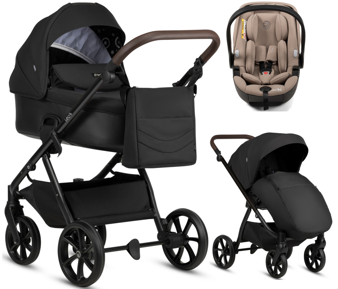 Детская коляска Tutis Leo 3 Plus 3 в 1 с автокреслом Beno Beige 1582201 Black