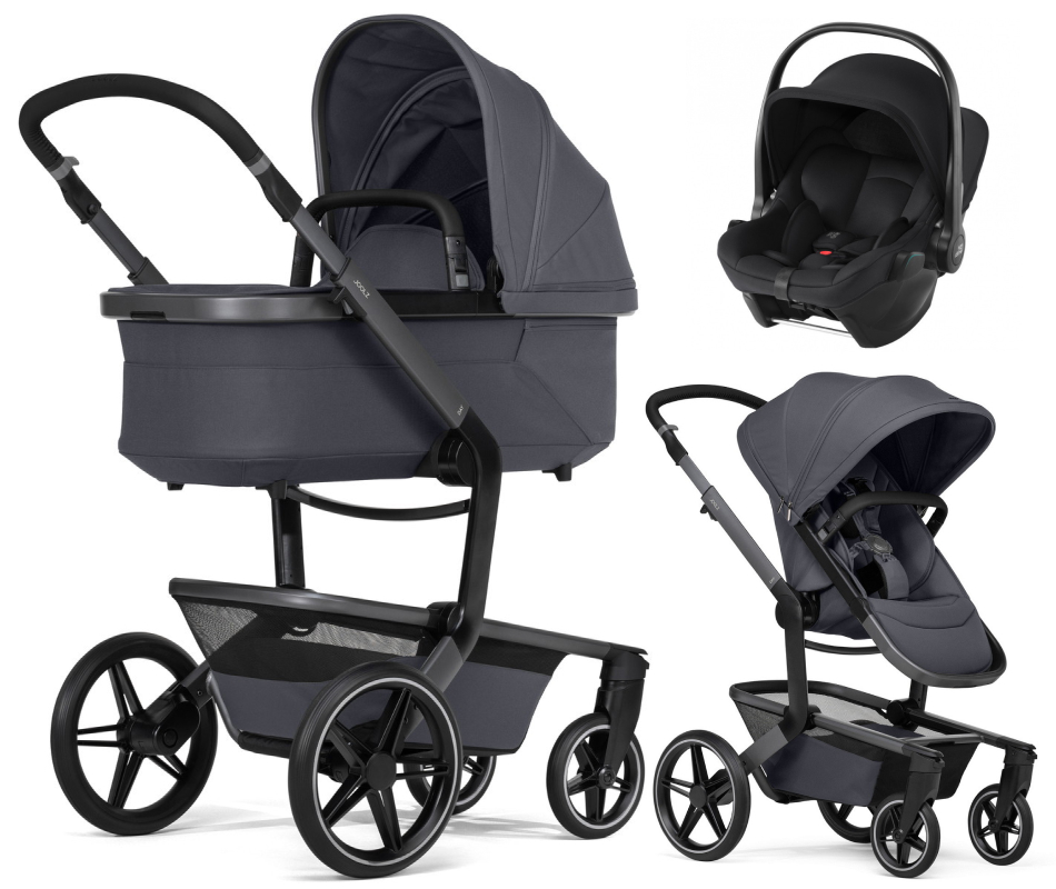 Детская коляска 3 в 1 Joolz Day 5 и автокресло Baby-Safe Core Space Black без адаптеров Stone Grey