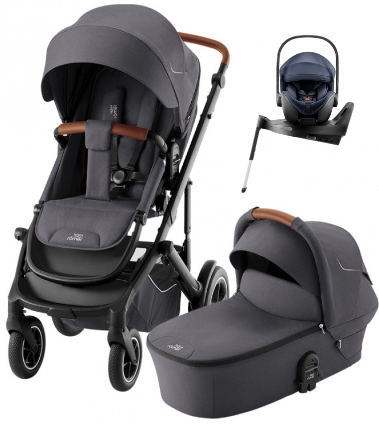 Коляска 3 в 1 Britax Roemer Smile 5Z и автокресло Baby-Safe PRO Style Night Blue + Vario Base 5Z Midnight Grey