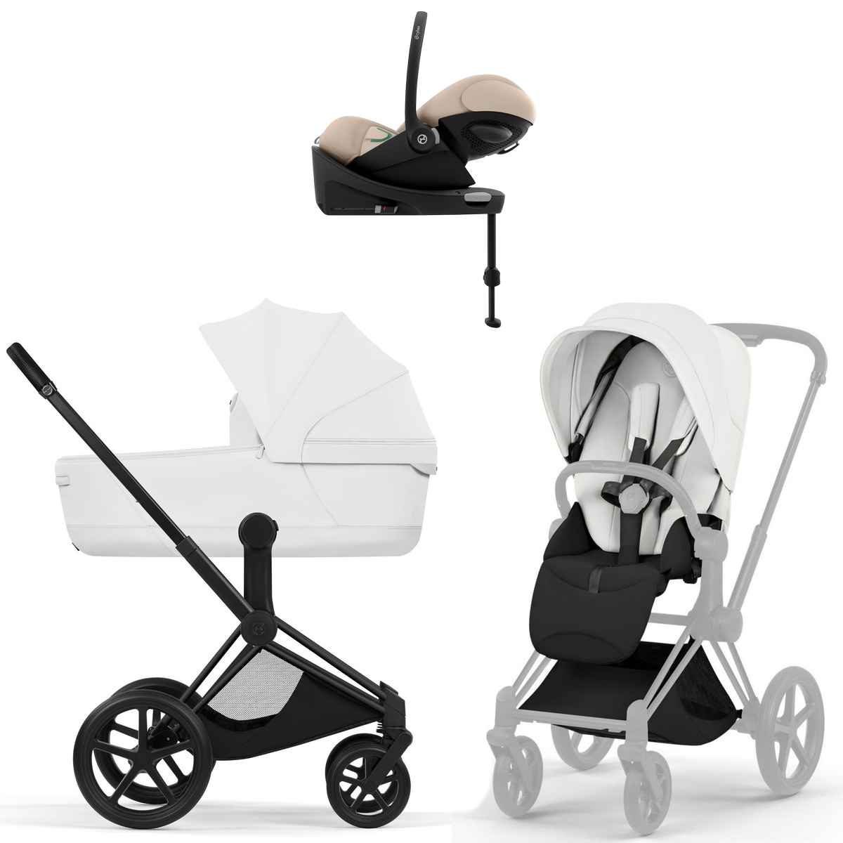 Коляска Cybex Priam V Matt Black Style Cloud G3 Almond Beige Base G3 4 в 1 Off White