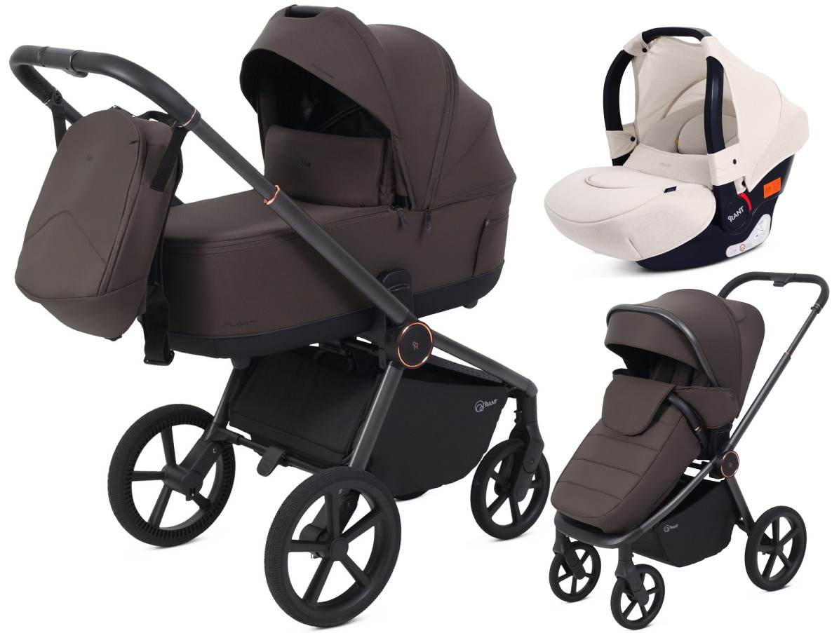 Детская коляска Rant Flex Therm Soft 3 в 1 с автокреслом Cruise Beige Shine Brown