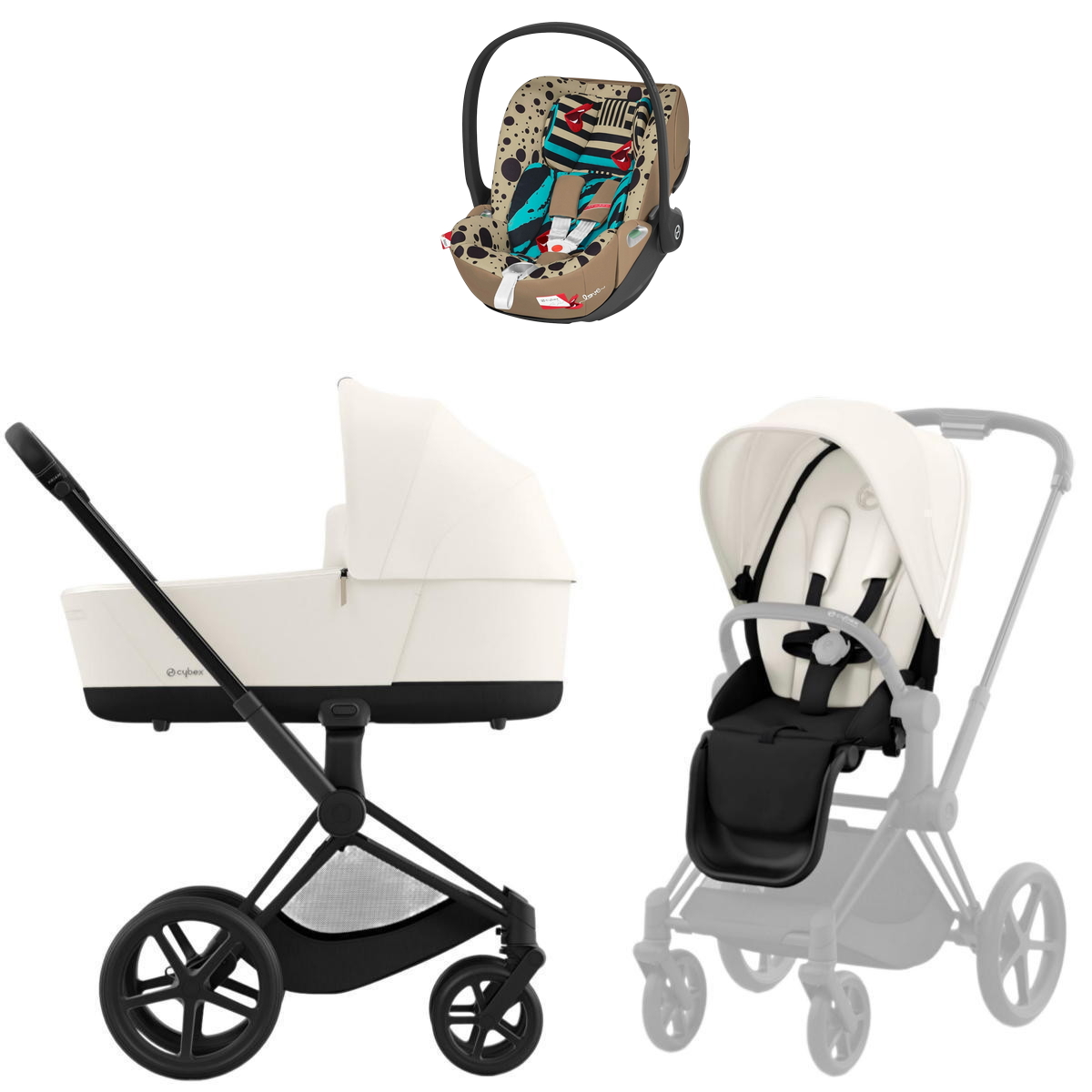 Коляска Cybex Priam IV Matt Black complete Cloud T One Love 3 в 1 Off White