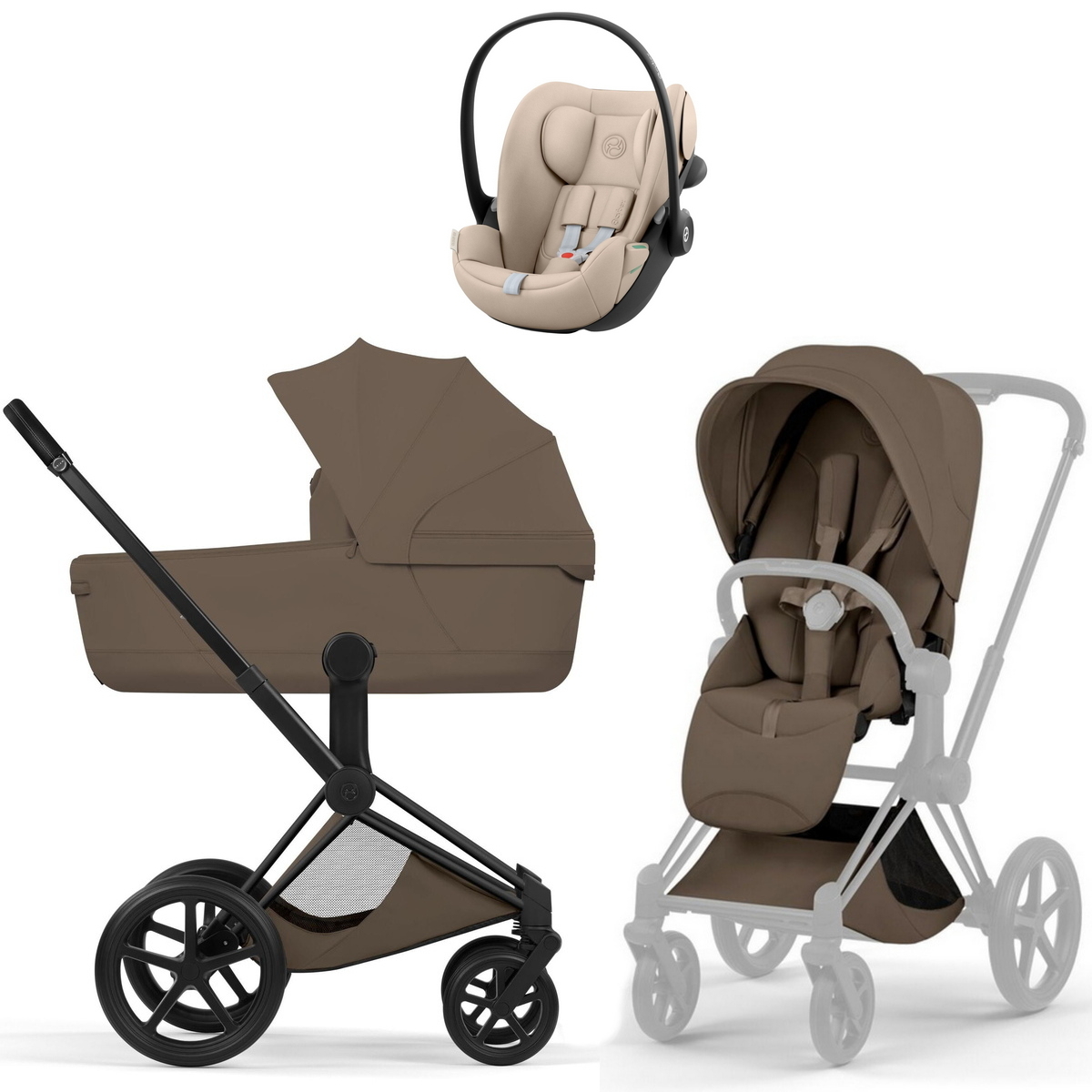Коляска Cybex Priam V Matt Black Style Cloud G3 Almond Beige 3 в 1 Coconut Brown