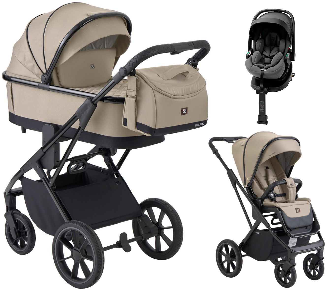 Коляска 3 в 1 Sweet Baby SBL Massimo + автокресло Premier Plus Grey Beige