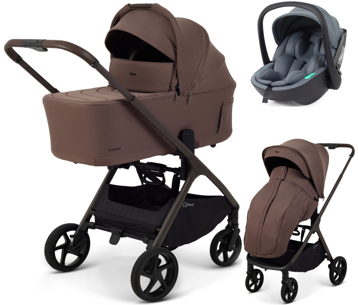 Детская коляска Rant Aventa 3 в 1 с автокреслом Miro Graphite Beige