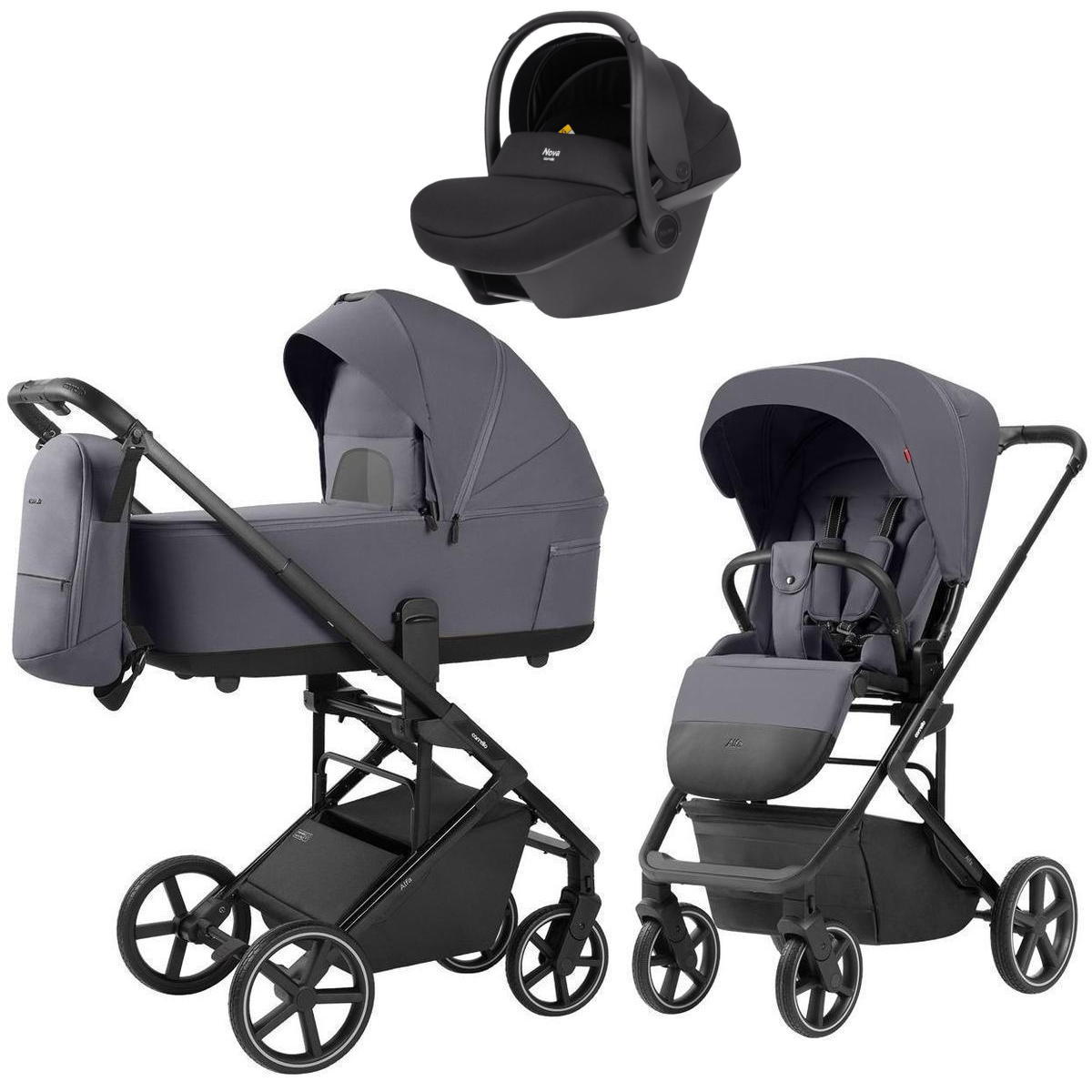 Коляска Carrello Alfa CRL-6522 2025 Nova DK791 Black Line 3 в 1 Fashion Grey