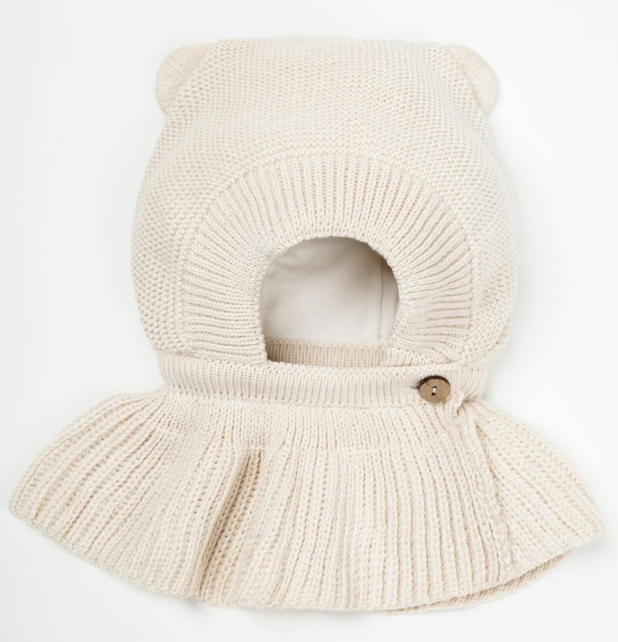 Шапка-шлем вязаная AmaroBaby Pure Love Helmet с подкладом молочный р.38-40 56