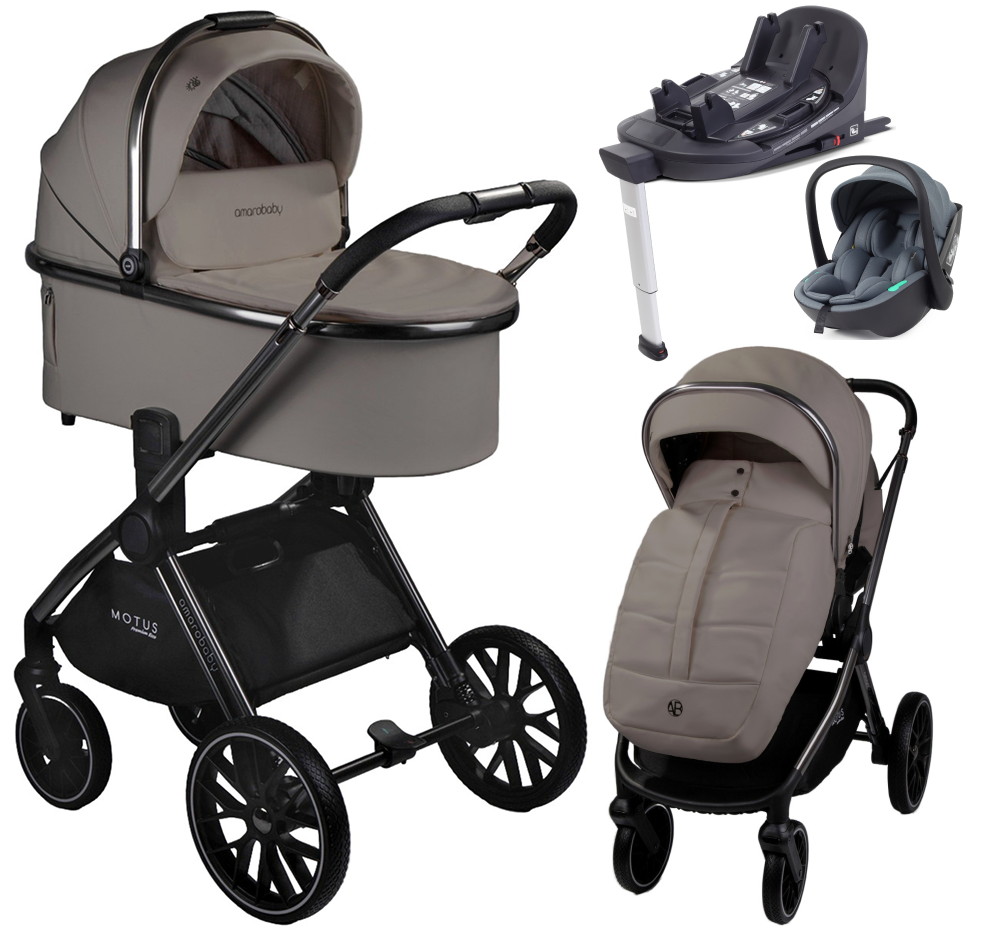 Детская коляска AmaroBaby Motus Premium Ecco 4 в 1 с автокреслом Rant Miro Graphite и базой мокко
