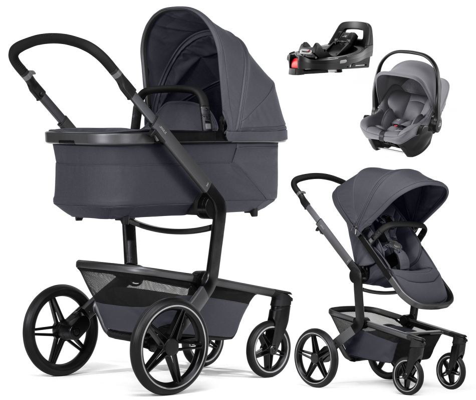 Детская коляска 4 в 1 Joolz Day 5 и автокресло Baby-Safe Core Frost Grey и база Vario Base 5Z Stone Grey