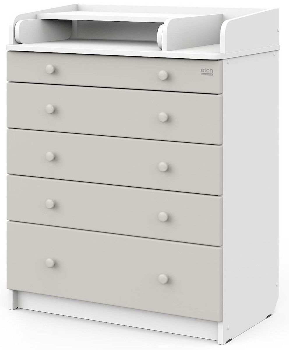 Детский пеленальный комод Атон М MAKS ЛДСП 80/5 с органайзером белая аляска-серый шелк