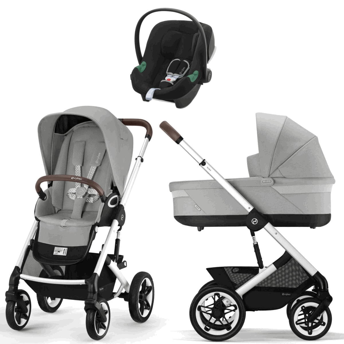 Коляска Cybex Talos S Lux SLV complete Aton B2 Volcano Black 3 в 1 Stone Grey с дождевиками