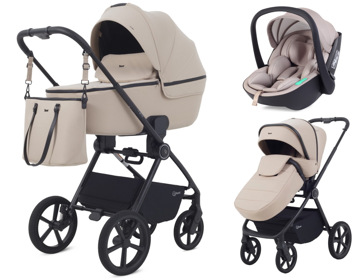 Детская коляска Rant Teo Soft 3 в 1 с автокреслом Miro Beige Beige
