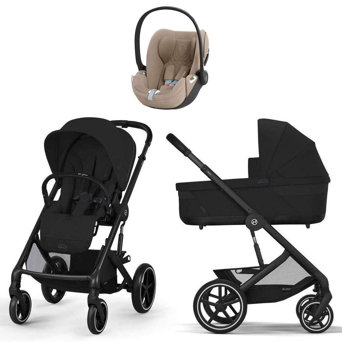 Коляска Cybex Balios S Lux BLK complete Cloud T Cozy Beige Plus 3 в 1 Moon Black с дождевиками