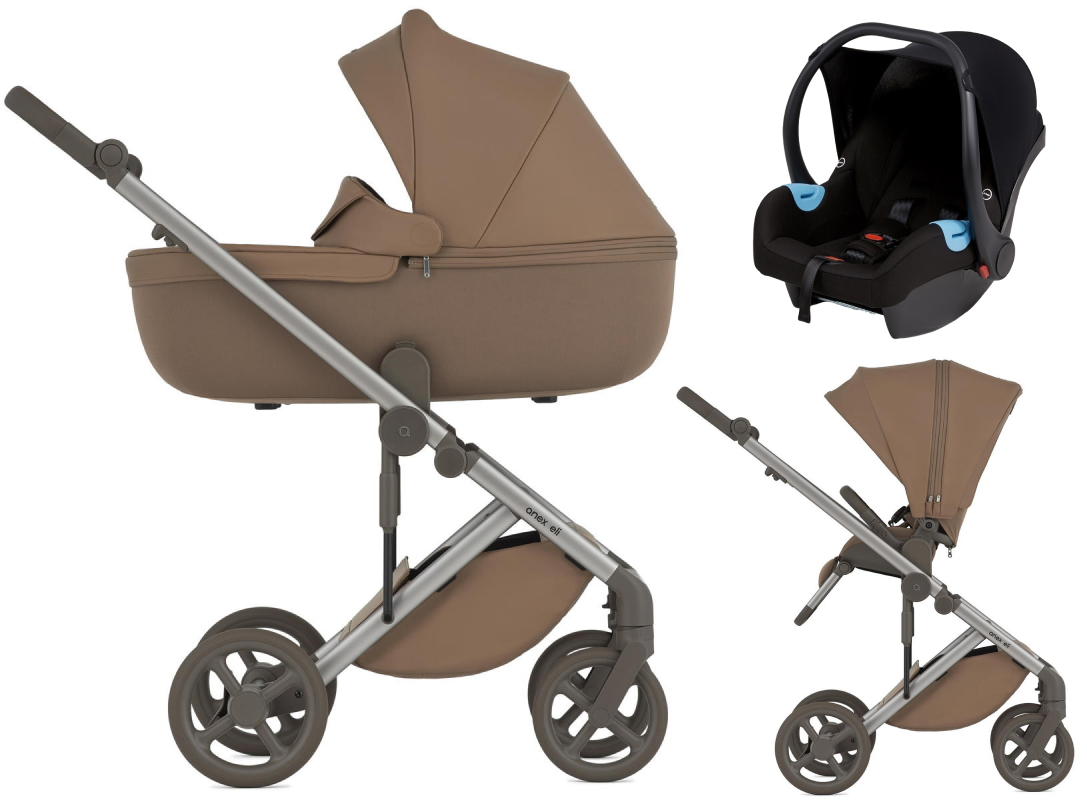 Детская коляска Anex Eli 3 в 1 без рюкзака и автокресло Biuco BC100B Woody