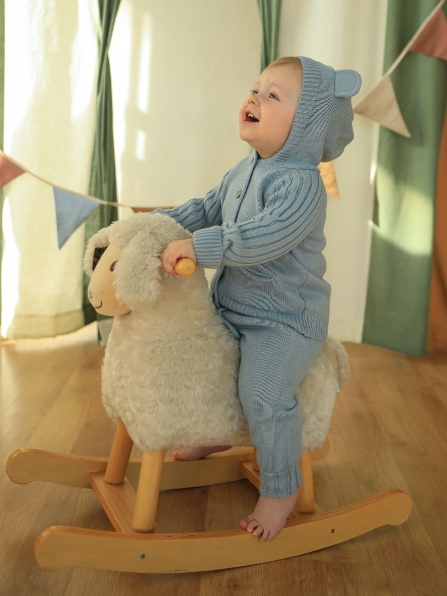 Костюм вязаный Little Star кофточка штанишки Лапша 0011 сине-серый 62