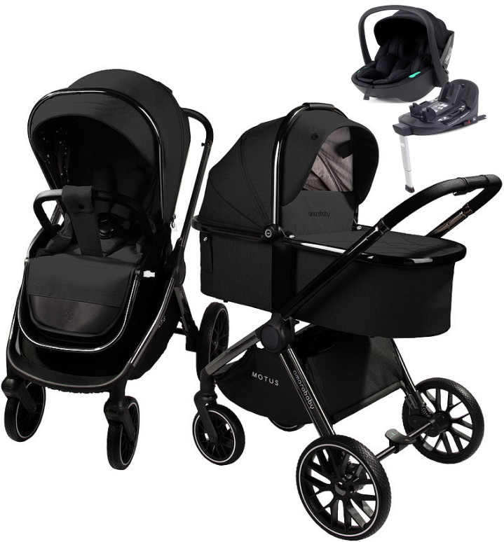 Детская коляска AmaroBaby Motus V2 4 в 1 с автокреслом Rant Miro Black и базой черный