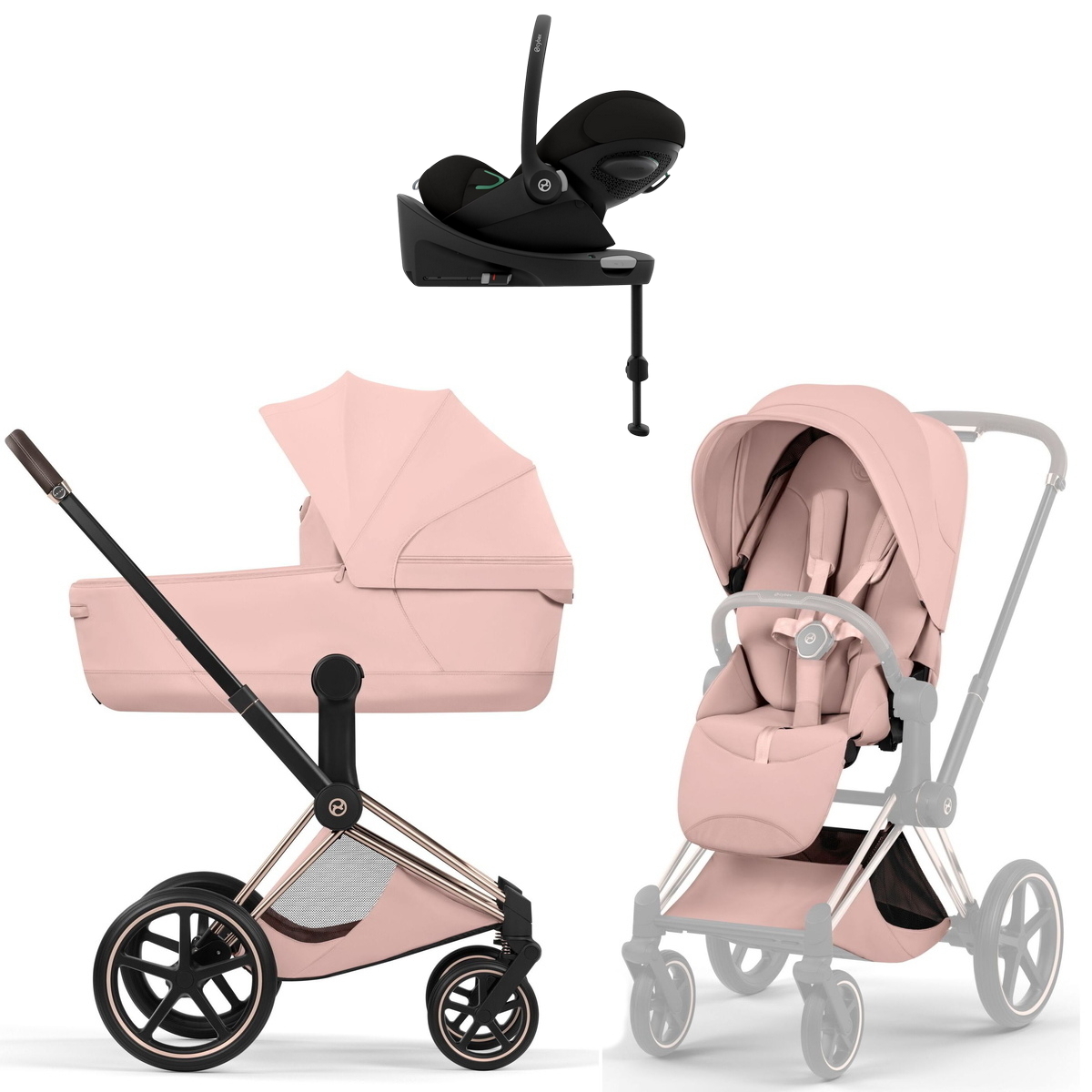 Коляска Cybex Priam V Rosegold Style Cloud G3 Magic Black Base G3 4 в 1 Peach Pink