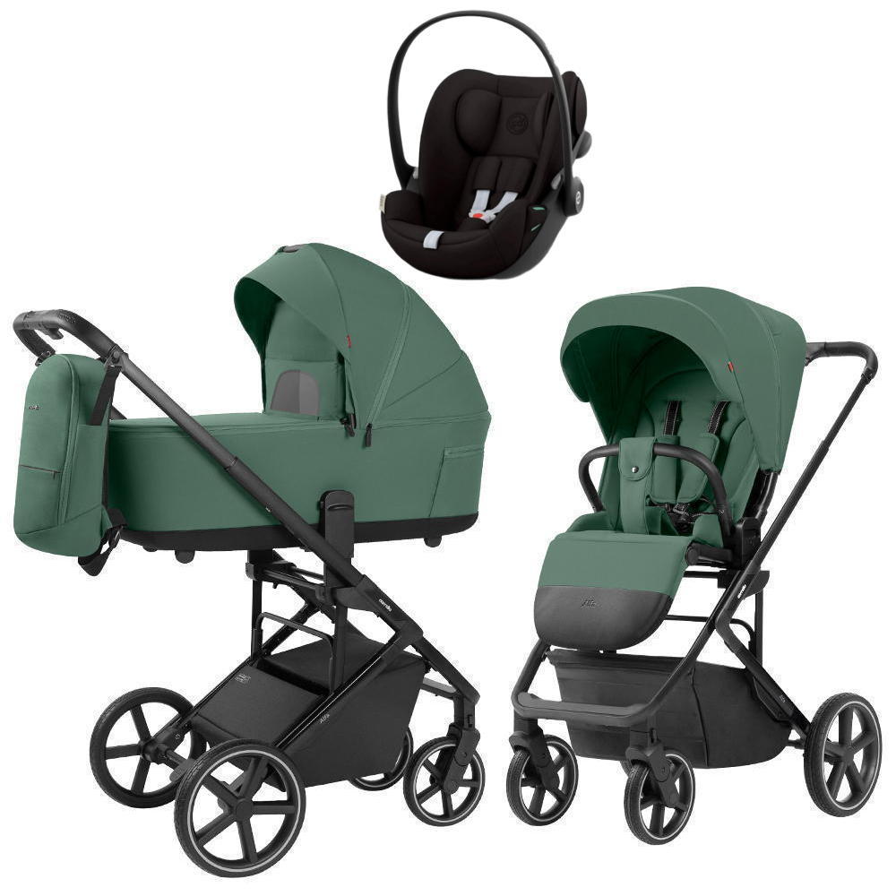 Коляска Carrello Alfa CRL-6522 2025 Cybex Cloud G i-Size Magic Black 3 в 1 Meadow Green