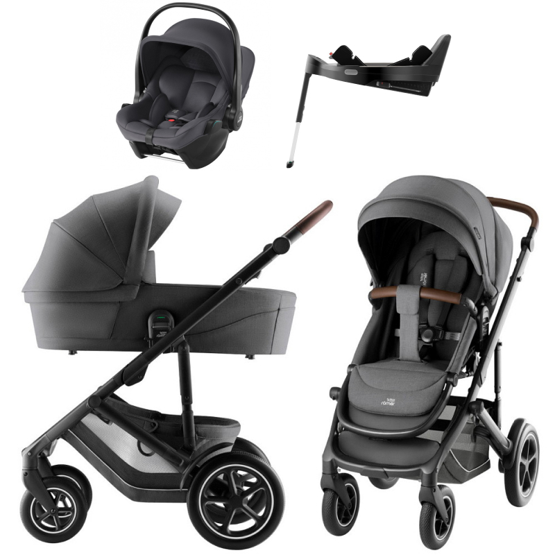 Коляска 4 в 1 Britax Roemer Smile 5Z Style и автокресло Baby-Safe Core Midnight Grey2 + Vario Base 5Z Mineral Grey