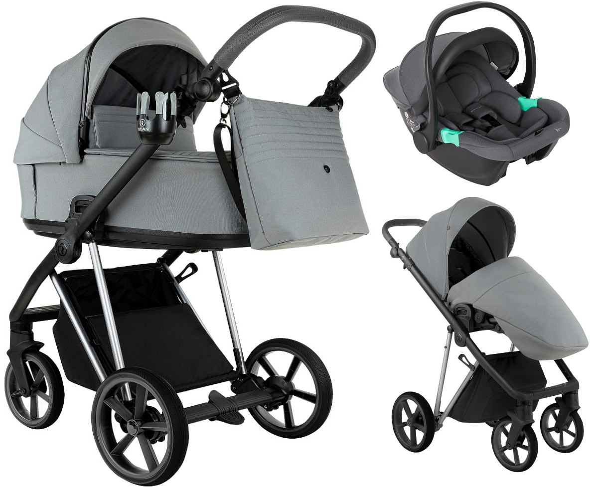 Детская коляска Roan Sol Vintage Luxury 2.0 3 в 1 с автокреслом Pituso Santiso Pro Graphite VIN 01/BT Blue Tea/Blue Tea/руч.Grey/к.Grey