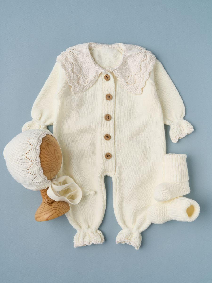 Комбинезон с воротником, чепчик, носочки Little Star Классик 807333 (ЧЗ-нк) кремовый 62