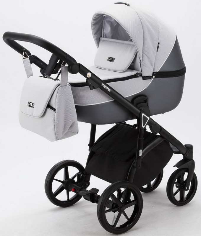 Детская коляска Adamex Bibione 2 в 1 BI-TSB13 (СВ.СЕР.ЖАКАРД+Т.СЕР.ПЕРЛ.КОЖА)