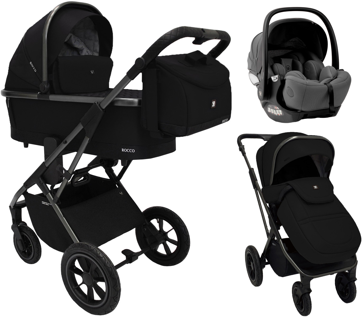Коляска 3 в 1 Sweet Baby Rocco Air + автокресло Premier Grey Black (Air)