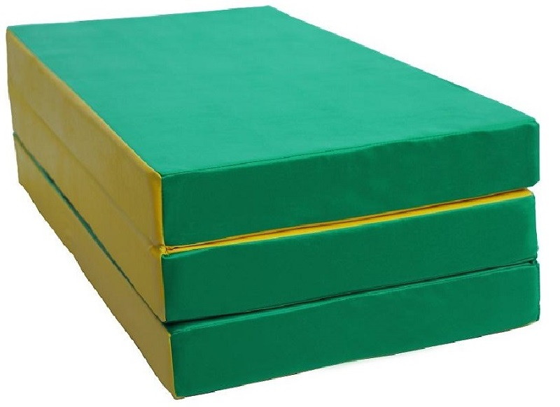 Мат КМС № 4 складной, 100х50х10 см зелёно/жёлтый