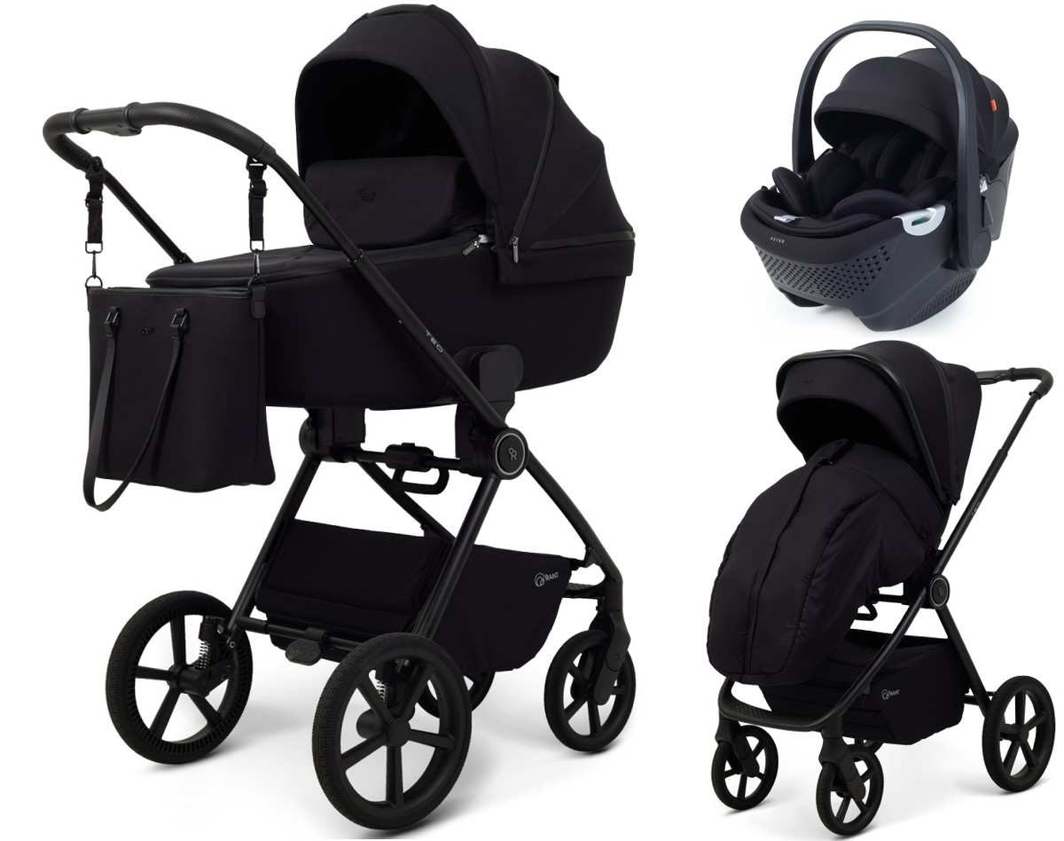Детская коляска Rant Teo Soft 3 в 1 с автокреслом Aster Zero Black Black