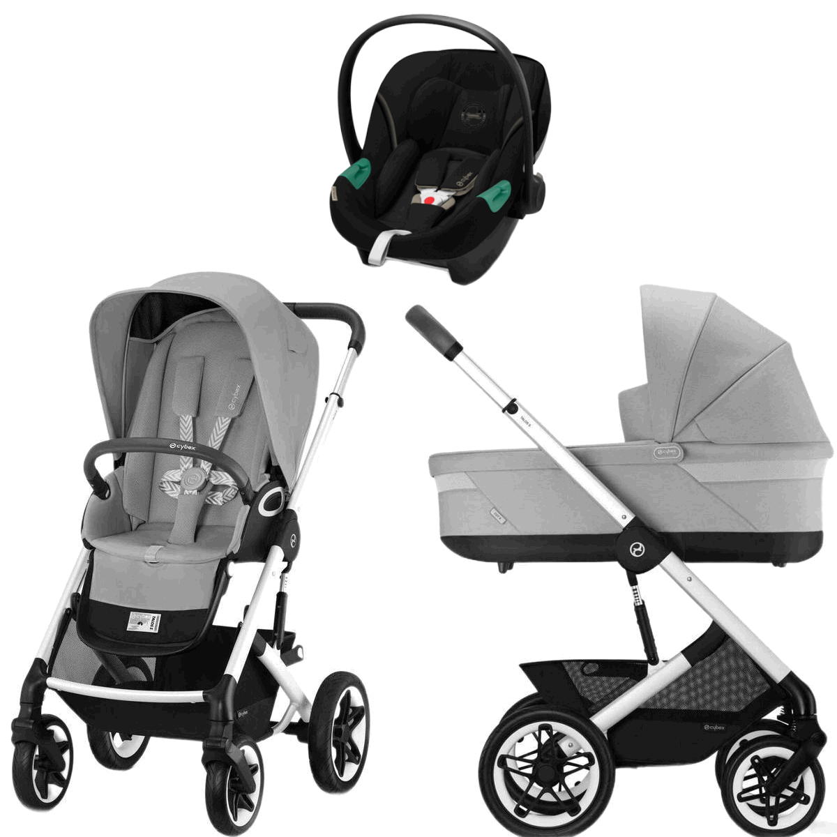 Коляска Cybex Talos S Lux SLV complete Aton S2 Moon Black 3 в 1 Stone Grey с дождевиками