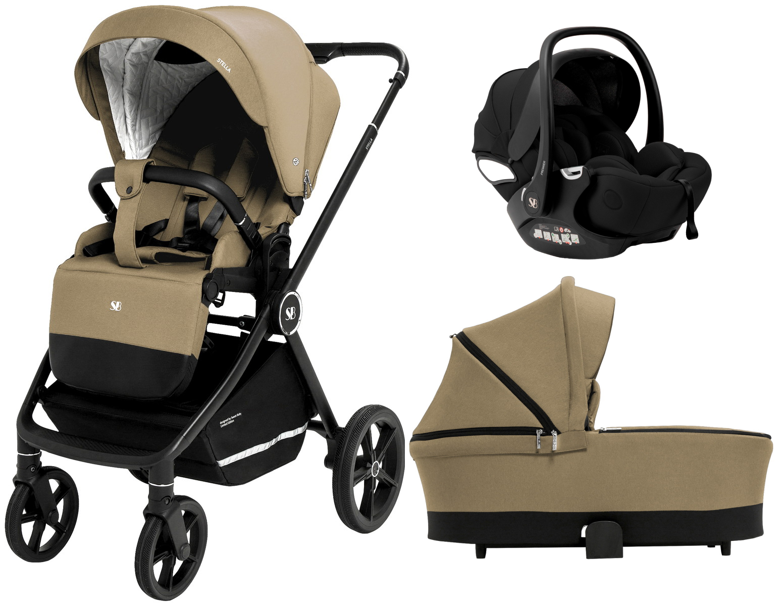 Коляска 3 в 1 Sweet Baby Stella + автокресло Premier Black Beige