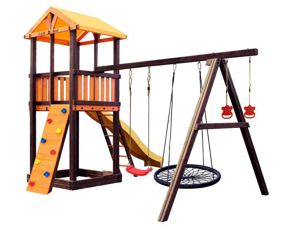 Детский игровой комплекс Perfetto sport Pitigliano-4 + качели Паутина