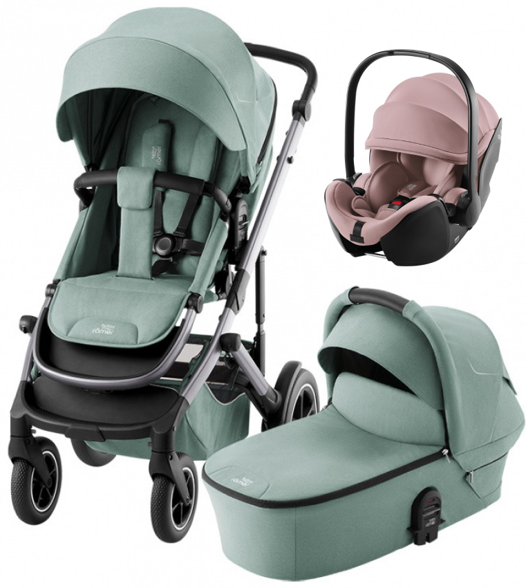 Коляска 3 в 1 Britax Roemer Smile 5Z и автокресло Baby-Safe PRO Style Dusty Rose Jade Green