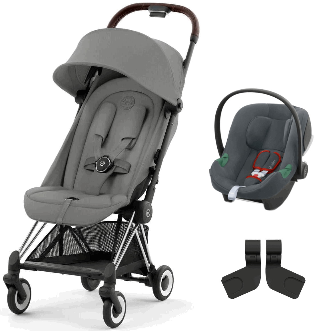Коляска Cybex Coya Chrome Frame Aton B2 i-Size Steel Grey Mirage Grey с дождевиком