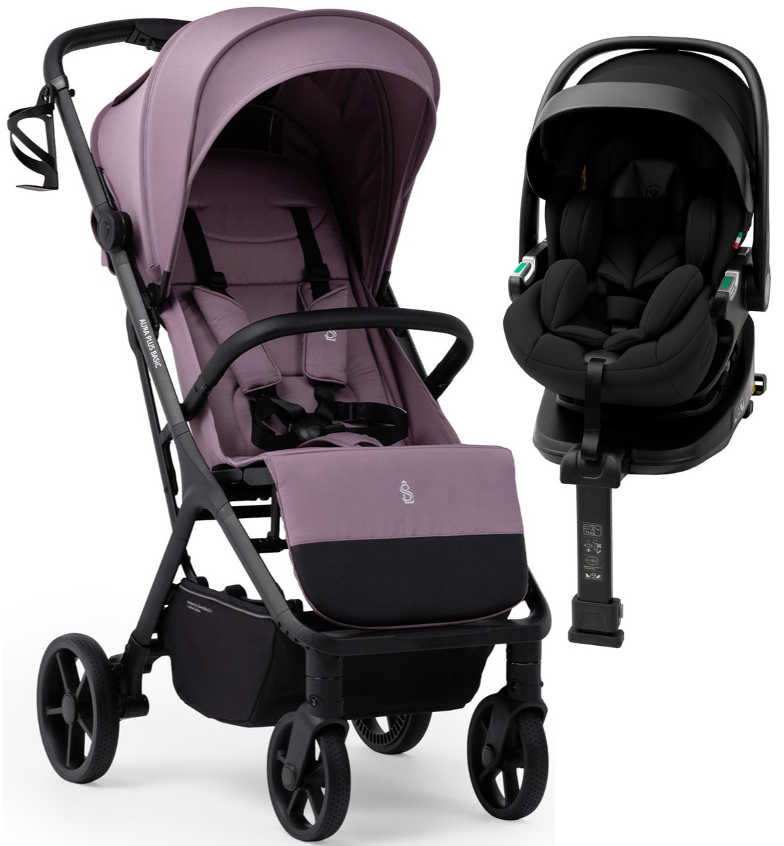 Прогулочная коляска Sweet Baby Aura Plus Basic SBL + автокресло Premier Plus Black Rose