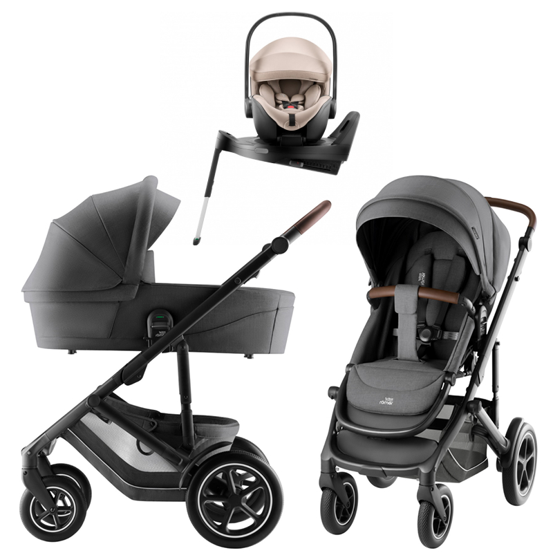 Коляска 4 в 1 Britax Roemer Smile 5Z Style и автокресло Baby-Safe PRO Style Teak + Vario Base 5Z Mineral Grey