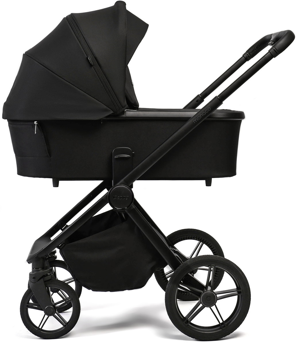 Детская коляска Peppy Monaco Plus 2 в 1 Black (черный), рама черная