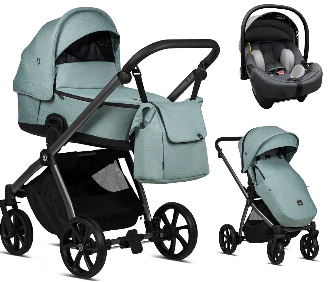 Детская коляска Tutis Mio 3 Plus Essential 3 в 1 с автокреслом Elo Lux EduSky Grey 1502243 Turquoise
