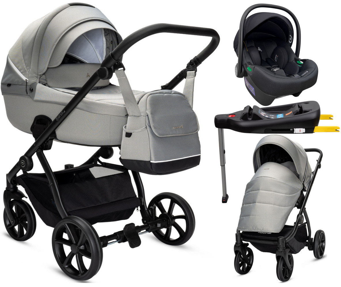 Детская коляска Noordi Fjordi V2 4 в 1 с автокреслом Terra Edusky Black и базой 1462814 Grey