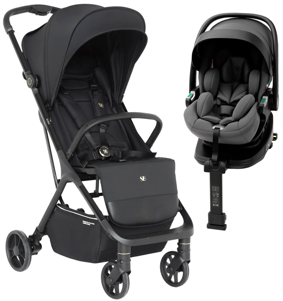 Прогулочная коляска Sweet Baby Aura + автокресло Premier Plus Grey Black