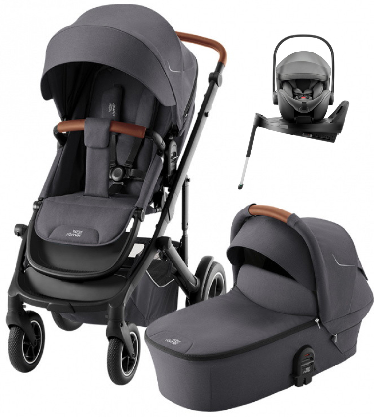 Коляска 3 в 1 Britax Roemer Smile 5Z и автокресло Baby-Safe PRO Style Mineral Grey + Vario Base 5Z Midnight Grey