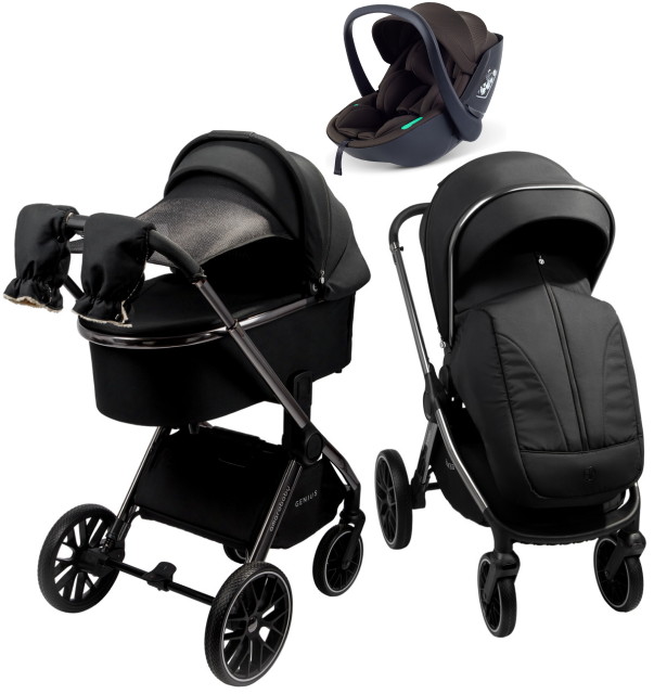 Детская коляска AmaroBaby Genius 3 в 1 с автокреслом Rant Miro Brown черный