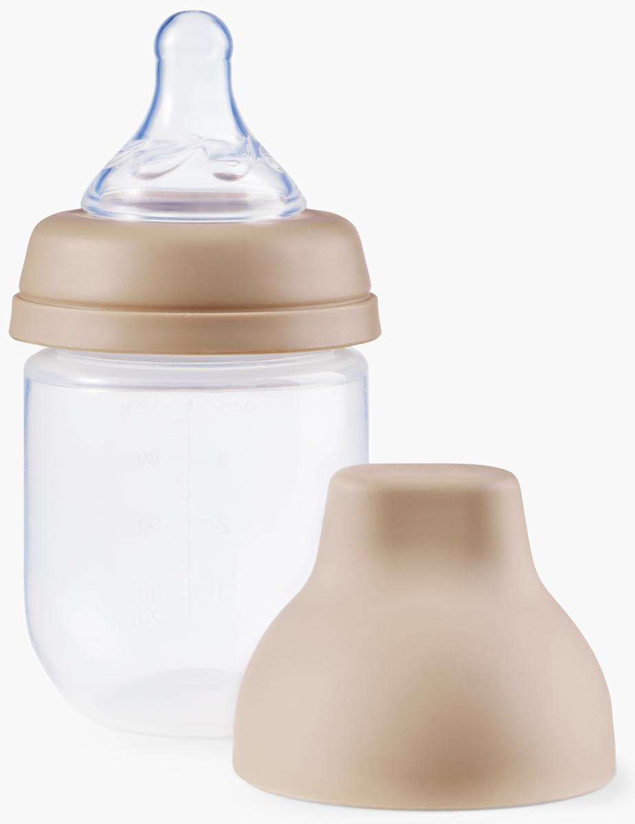 Бутылочка силиконовая Happy Baby с крышкой и соской 125 мл 10030 brown