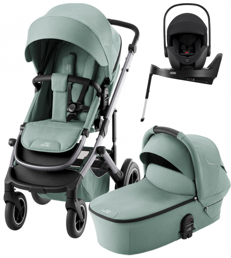 Коляска 4 в 1 Britax Roemer Smile 5Z и автокресло Baby-Safe PRO LUX Onyx Black + Vario Base 5Z Jade Green