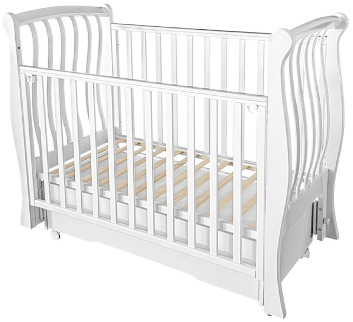 Детская кроватка Антел Luiza-3 (маятник универсальный,колесо,ящик) белый