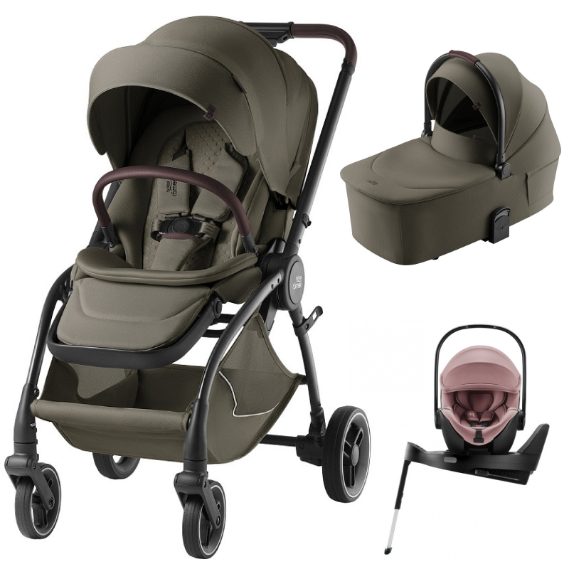 Коляска 3 в 1 Britax Roemer RIO LUX и автокресло Baby-Safe PRO Style Dusty Rose + Vario Base 5Z Urban olive