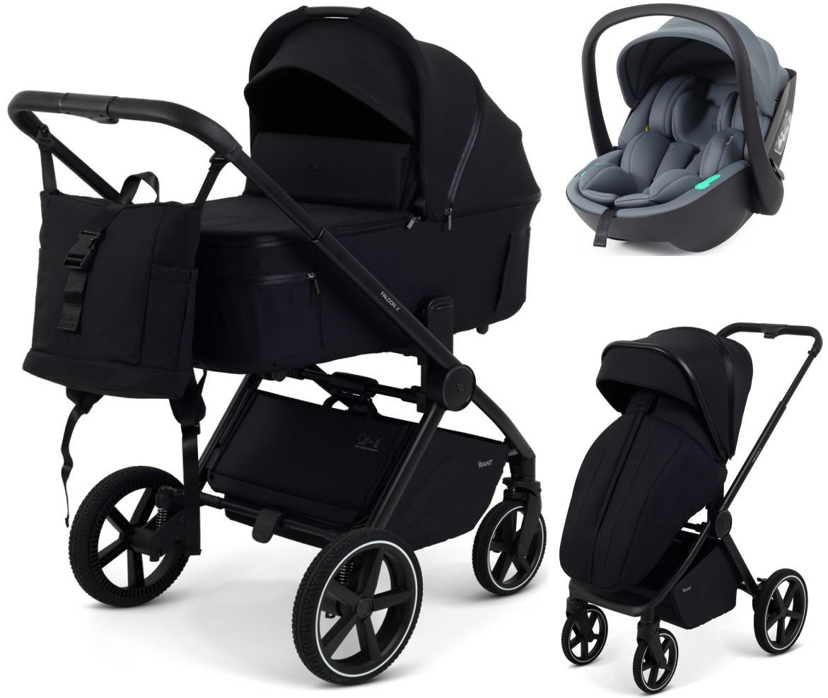 Детская коляска Rant Falcon X 3 в 1 RA126 с автокреслом Miro Graphite Black