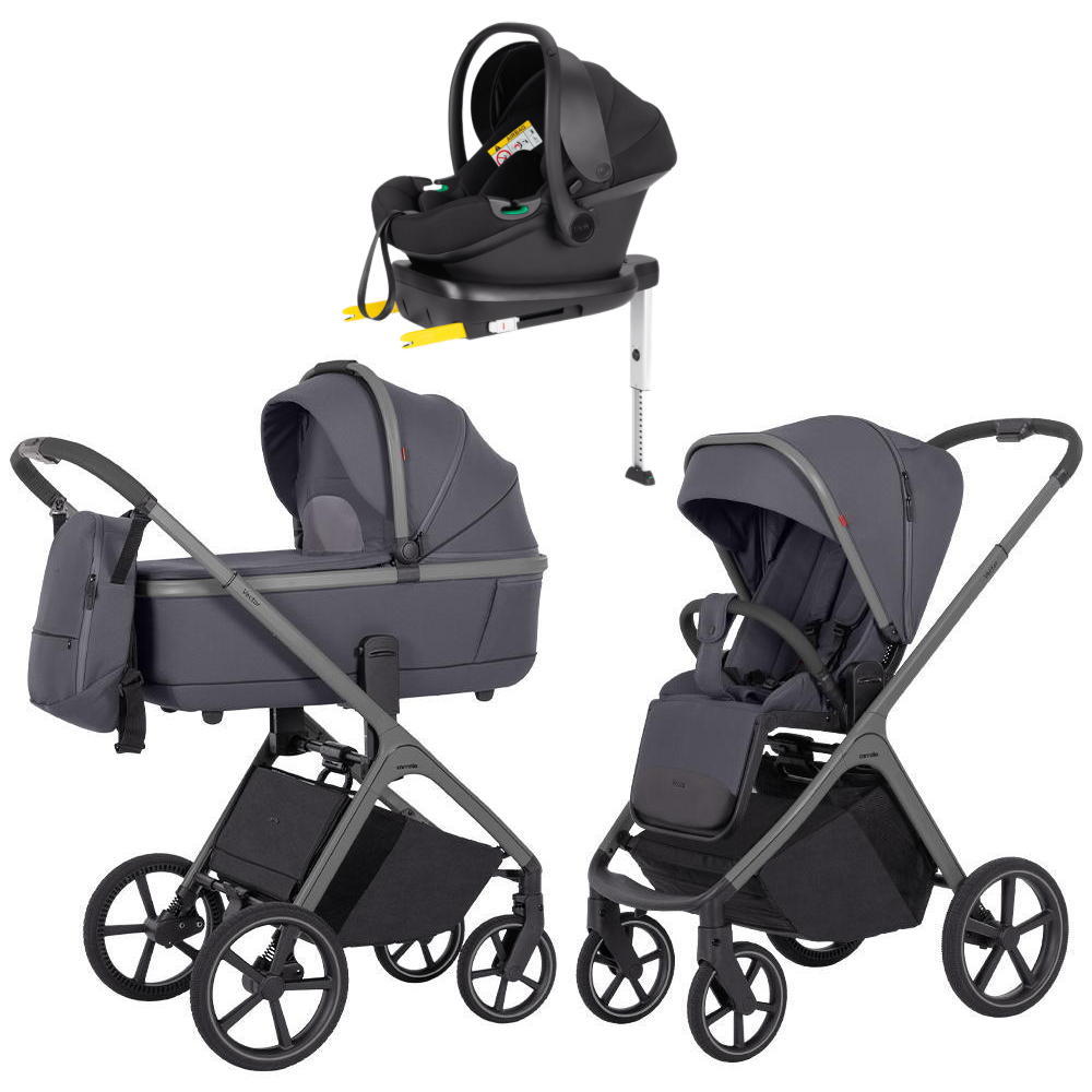 Коляска Carrello Vector CRL-6550 Nova Black Line с базой Isofix 3 в 1 Landscape Grey
