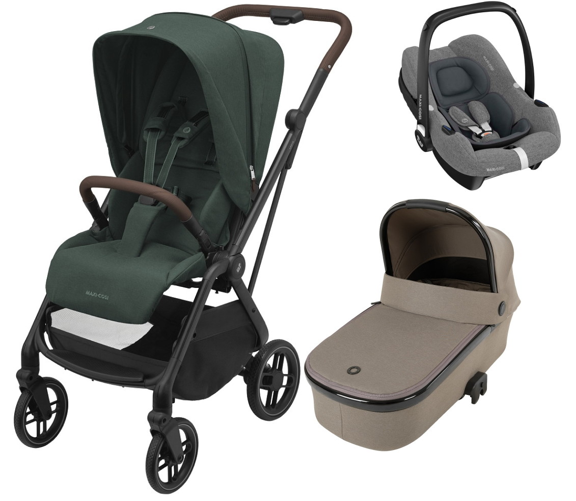 Детская коляска Maxi-Cosi Leona² Oria 3 в 1 с автокреслом CabrioFix Select grey 1204403110 Twillic Green/1507470300 Luxe Twillic Truffle