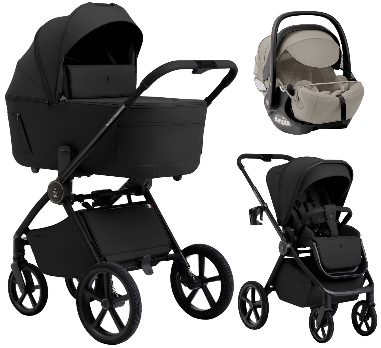 Коляска 3 в 1 Sweet Baby SBL Elegante Therma Colore + автокресло Premier Begie Black